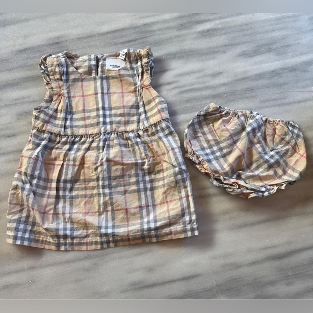 12M Burberry Plaid Dress & Cover Set